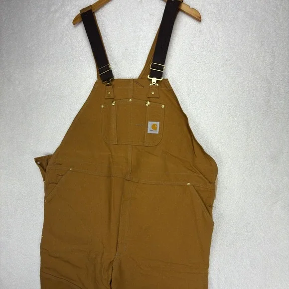 Carhartt Traditional Duck Bibs Overalls Quilt Lined 52x30 R02 BRN Brown NOS NWT - Picture 3 of 10
